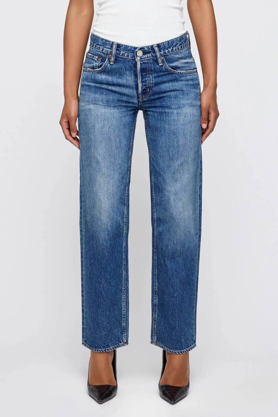 NEW MOUSSY wheeling straight leg jean in blue